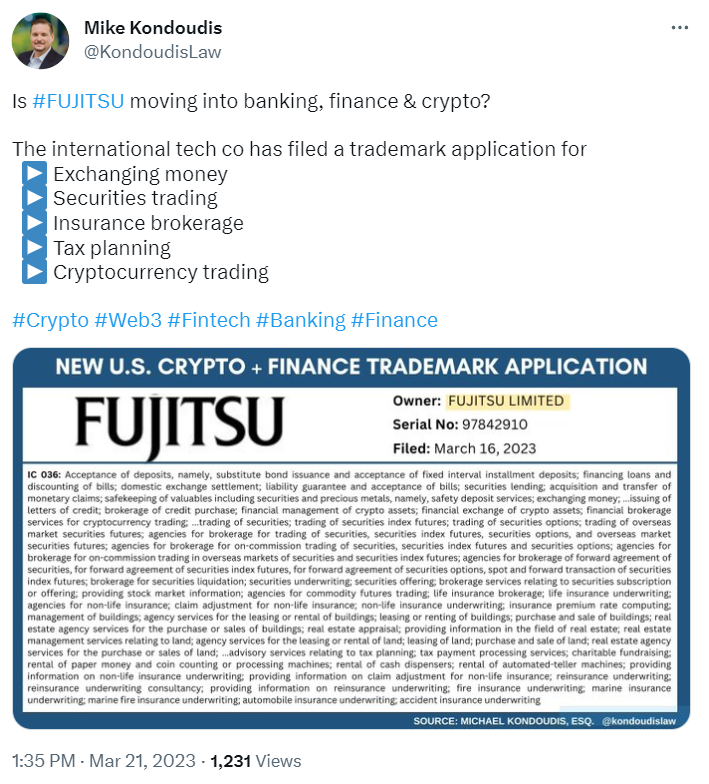 Fujitsu Files Trademark for Crypto Services content image